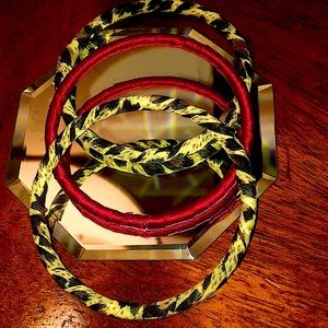 5/$25 FINAL SALE PRICE -EXPRESS Leopard print and maroon fabric bangles - 3